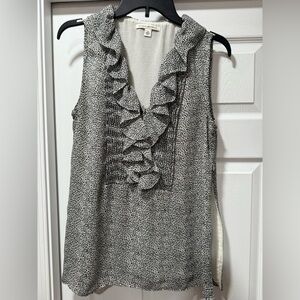 Banana Republic Ruffled Sleeveless Blouse Black and White